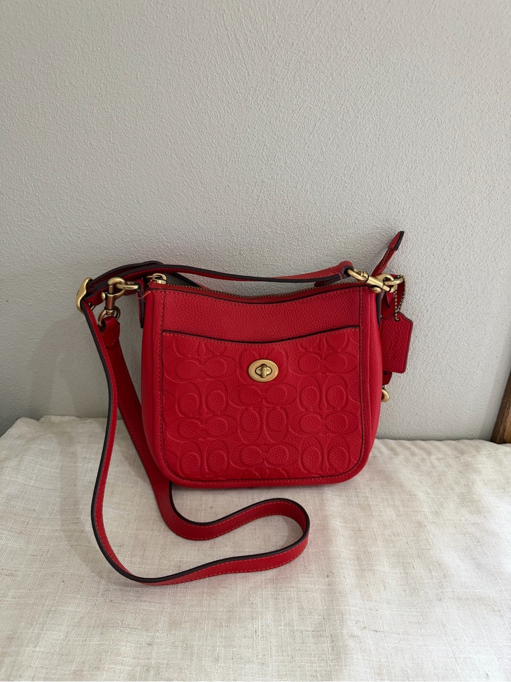 Coach Chaise Signature Red Leather Crossbody Bag